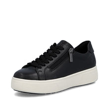 Rieker M7701-01 Lugano Black Leather Flatform Trainers