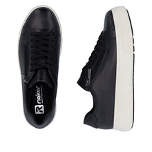 Rieker M7701-01 Lugano Black Leather Flatform Trainers