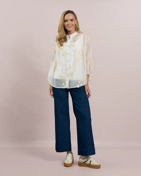 D.E.C.K By Decollage 2402 Stretchy Wide Leg Denim Jeans