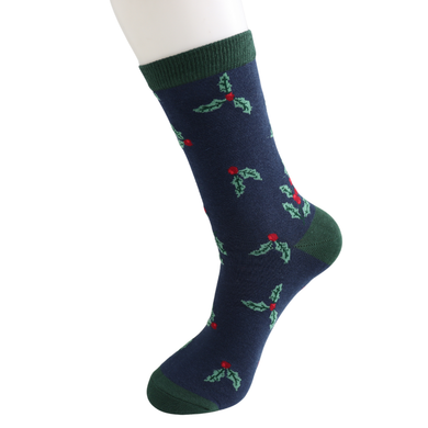 Mr Sparrow MR188 Navy Holly Sprigs Bamboo Socks