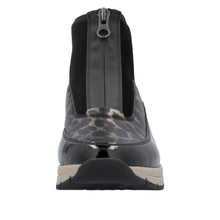 Rieker N9362-00 Largo Leopard And Black Zip Front Wedge Trainer Boots
