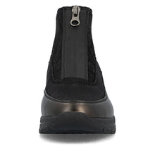 Rieker N9362-01 Posen Black And Chocolate Metallic Zip Front Wedge Trainer Boots