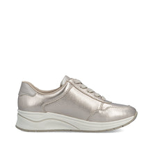Rieker N9501-90 Artigo Metallic Champagne Leather Wedge Wide Fitting Trainers