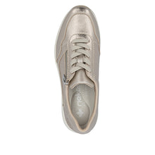 Rieker N9501-90 Artigo Metallic Champagne Leather Wedge Wide Fitting Trainers