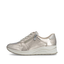 Rieker N9501-90 Artigo Metallic Champagne Leather Wedge Wide Fitting Trainers