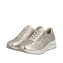 Rieker N9501-90 Artigo Metallic Champagne Leather Wedge Wide Fitting Trainers