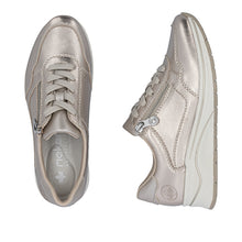 Rieker N9501-90 Artigo Metallic Champagne Leather Wedge Wide Fitting Trainers