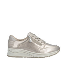 Rieker N9501-90 Artigo Metallic Champagne Leather Wedge Wide Fitting Trainers
