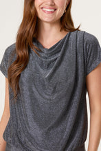 Metallic Stretchy Cowl Neck Drape Top (2 Colours)