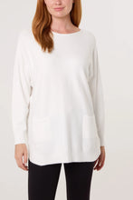 Plain Slash Neck Jumper With Side Button Detail And Front Pockets (4 Colours)