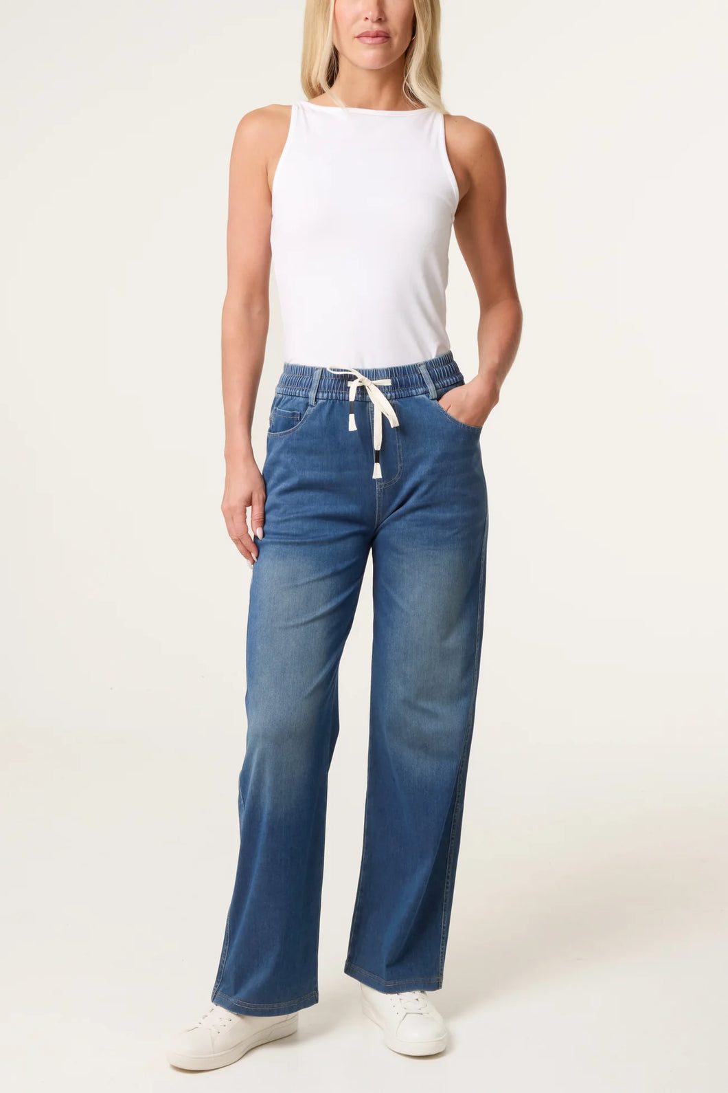 Magic Wide Leg Stretchy Mid Wash Jeans