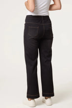 Mandy Magic Super Stretchy Dark Indigo Straight Leg Jeans With Brown Trim Detail