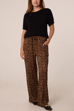 Tan And Black Leopard Print Wide Leg Trousers