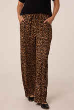 Tan And Black Leopard Print Wide Leg Trousers