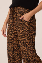 Tan And Black Leopard Print Wide Leg Trousers