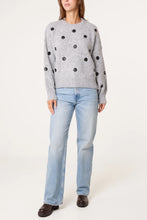 Marl Grey Polka Dot Round Neck Knitted Jumper