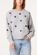Marl Grey Polka Dot Round Neck Knitted Jumper