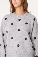 Marl Grey Polka Dot Round Neck Knitted Jumper