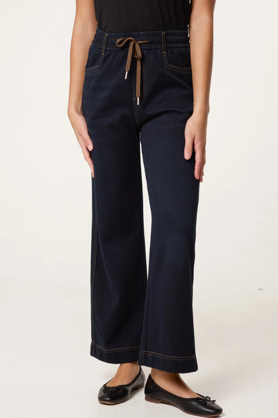 Magic Stretchy Dark Denim Wide Leg Jeans