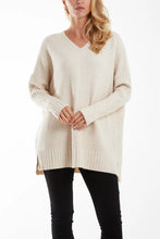 Ribbed Knit V-Neck Longline Jumper (5 Colours)