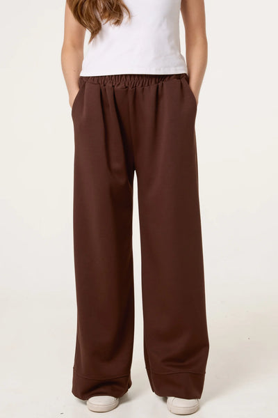 New Plain Soft Touch Wide Leg Trousers With Pockets (3 Colours)