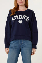 Amore Round Neck High Low Hem Sweatshirt Top (2 Colours)