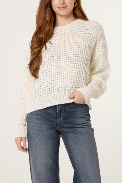 Plain Round Neck Pontelle Knit Jumper (2 Colours)