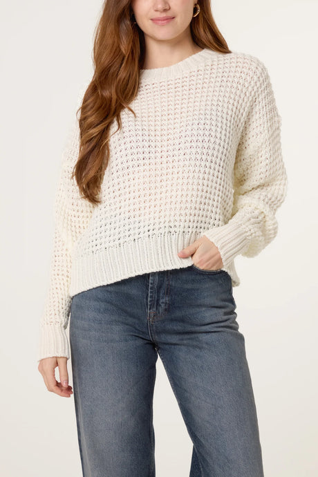 Plain Round Neck Pontelle Knit Jumper (2 Colours)