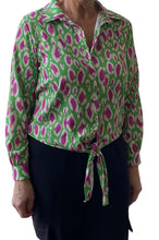 Kathy Abstract Print Tye Front Long Sleeve Blouse (3 Colours)