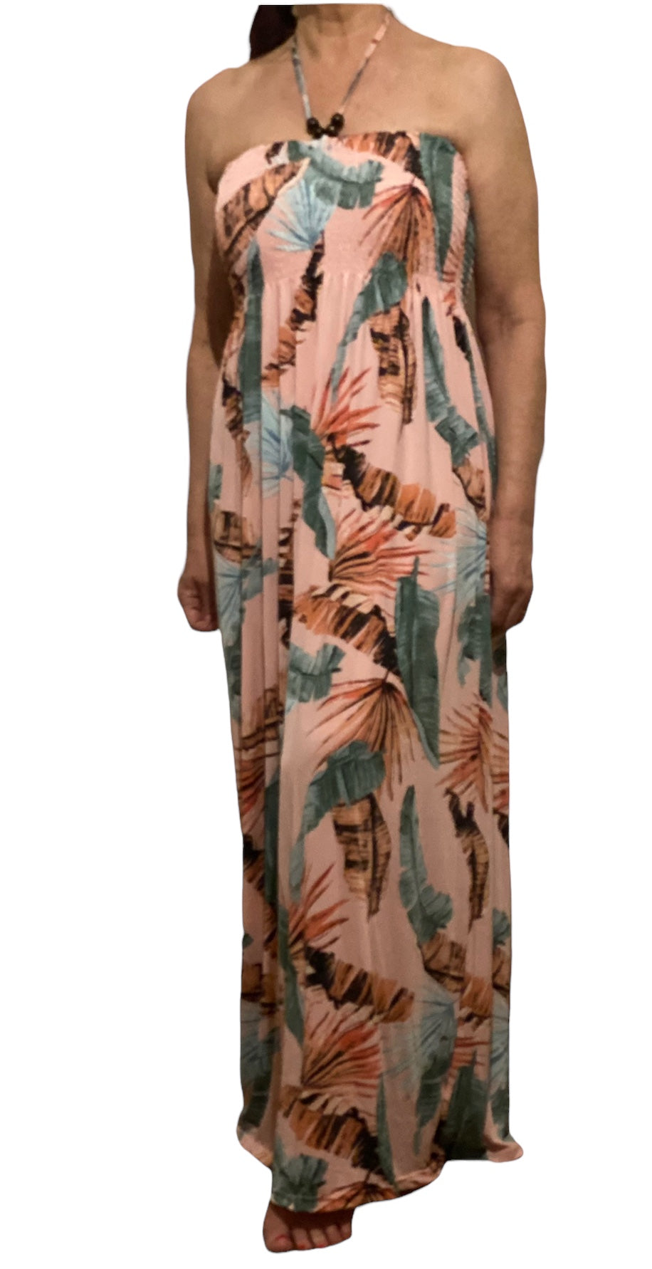 Halter Neck Tropical Print Maxi Dress (2 colours)