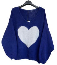 Jemma Chunky Knit V-Neck Large Heart Jumper (3 Colours)
