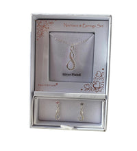 Silver Plated Infinity Knot  Necklace And Earrings Gift Set