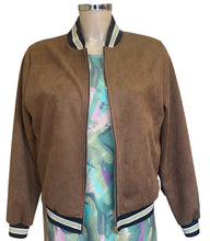 Kimmy Plain Suedette Stretchy  Bomber Jacket With Rib Detail (3 Colours)