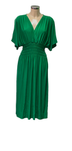 Plain Stretchy Crossover V-Neck Midi Dress (3 Colours)