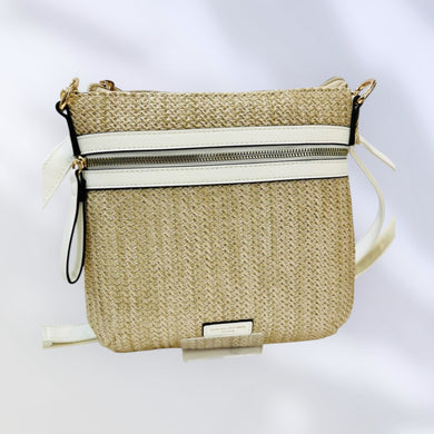 David Jones 7051-6 Rattan Effect Crossbody Bag With Coloured Trim(4 Colours)
