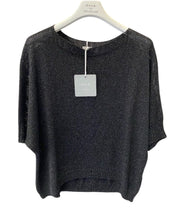 D.E.C.K By Decollage 1276-01 Plain Lurex Knit Short Sleeved Jumper (3 Colours)