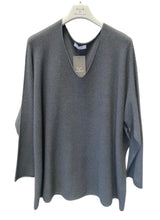 D.E.C.K By Decollage 27727 Plain Oversized Style V-Neck Jumper (5 Colours)