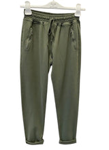 D.E.C.K By Decollage 814136 Plain Drawstring Waist Stretchy Joggers With Zip Pockets (7 Colours)