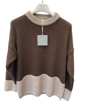 D.E.C.K By Decollage 5009-02 Round Neck Colour Block Knit Jumper (2 Colours)