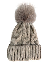 Cable Knit Plain Pom Pom Hat With Fleece Lining (7 Colours)