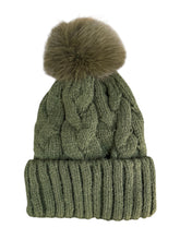 Cable Knit Plain Pom Pom Hat With Fleece Lining (7 Colours)