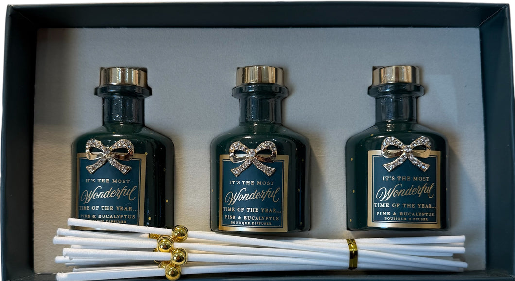 Wonderful Time Christmas Pine And Eucalyptus Set Of Three Diffuser Set