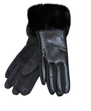 Stretchy Pleather Gloves With Faux Fur Collar (6 Colours)