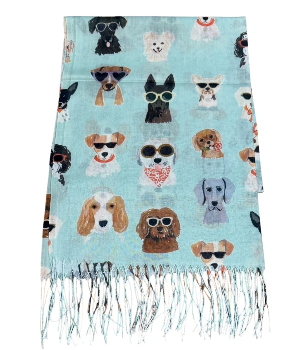 Light Weight Dogs With Sunglasses Design Scarf (2 Colours)