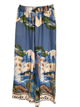 Saffron Satin Landscape Watercolour Print  Wide Leg Trousers (5 Colours)