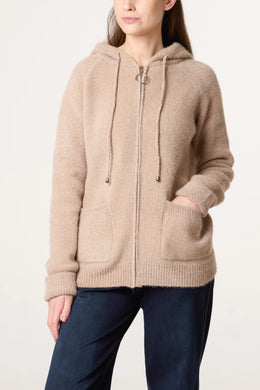 Cozy Textured Knit Zip Up Front Hoodie With Pockets (5 Colours)