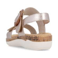 Remonte R6853-93 Rose Gold Metallic Leather Low Wedge Sandals