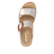 Remonte R6853-93 Rose Gold Metallic Leather Low Wedge Sandals