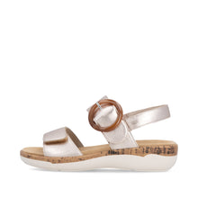 Remonte R6853-93 Rose Gold Metallic Leather Low Wedge Sandals