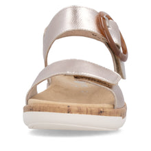 Remonte R6853-93 Rose Gold Metallic Leather Low Wedge Sandals
